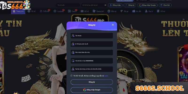 Đăng ký tài khoản tại S666 để có thể tham gia tại game bài Baccarat Đăng ký tài khoản tại S666 để có thể tham gia tại game bài Baccarat